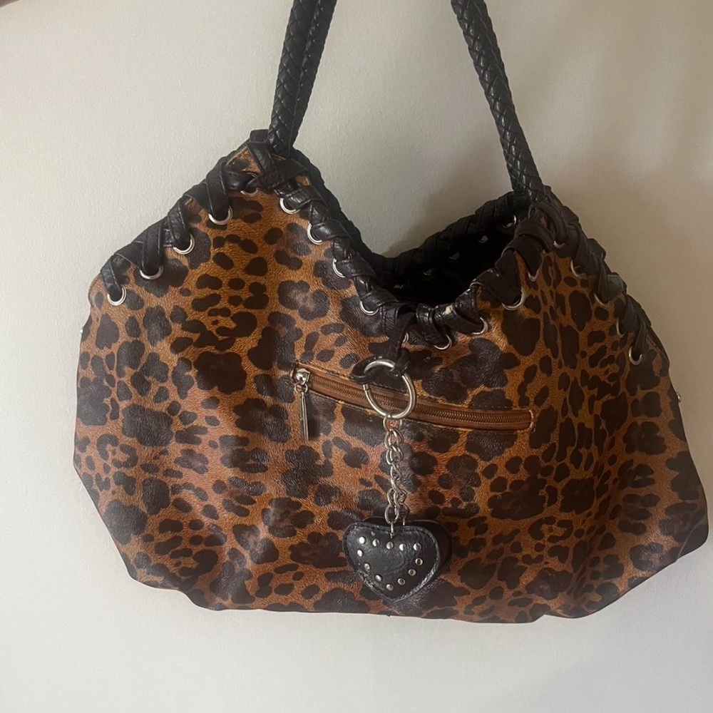 Leopard Print Women's Bag with Black Accents